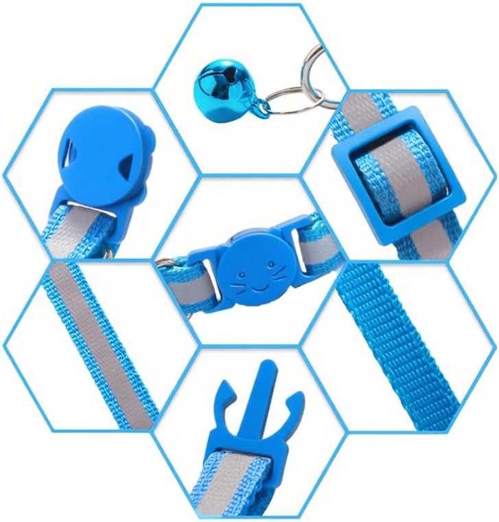 2 Pack Breakaway Cat Collars with Bells, Reflective Design and Claw Print Design, Safety Buckle Kitten Collars Adjustable from 7.5 to 12.5 Inches