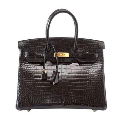 Glossy Jet Black Delicate Compact Scale Embossed Roomy Structured Hand Tote With Warm Golden Twist Lock Hardware, Matching Suspended Embossed Padlock Charm And Base Defensive Metal Studs