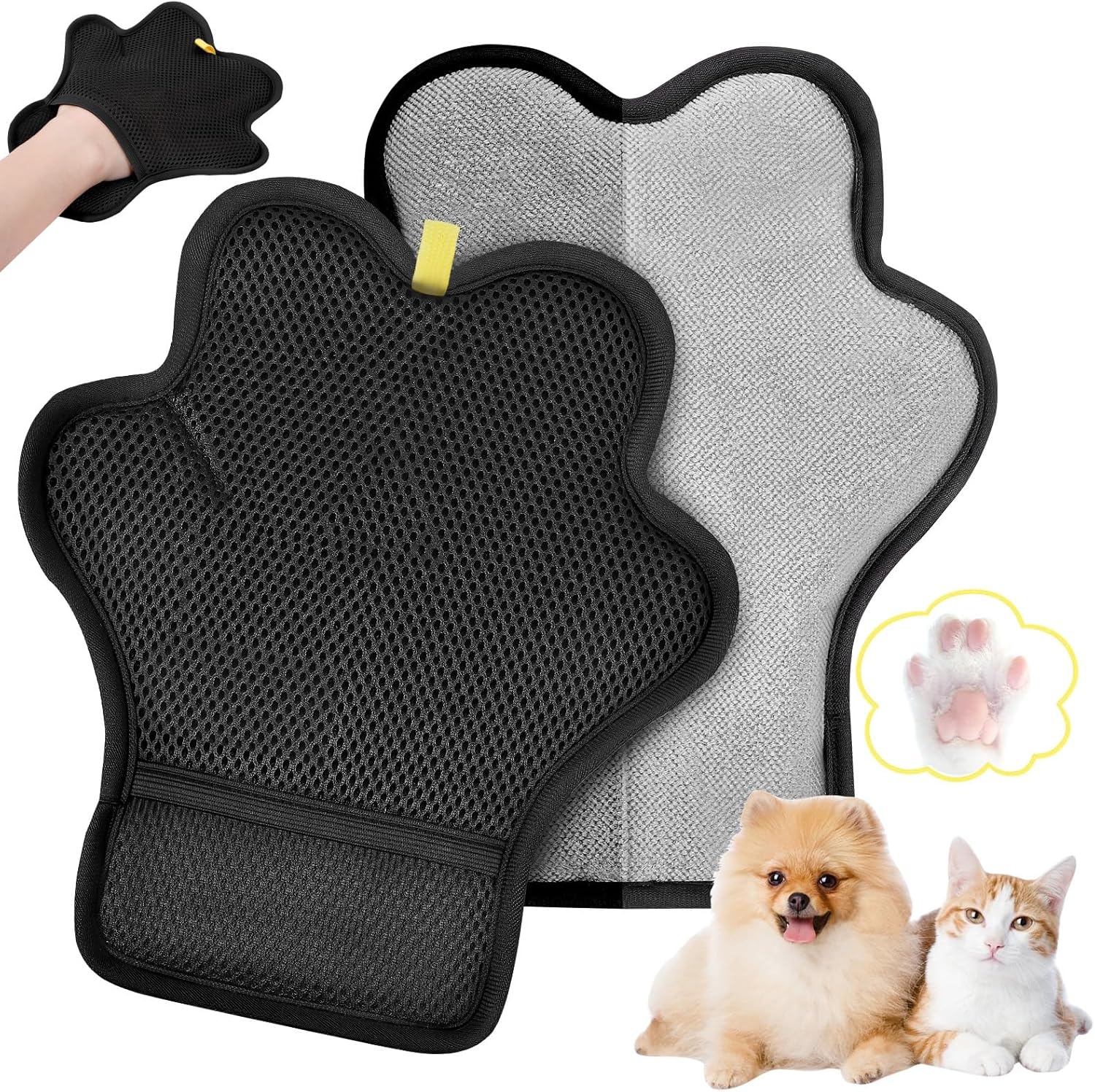 Pet Hair Removal Glove for Cats and Dogs,Cute Paw Design,Upgrade Reusable Electrostatic Magic Brush Pet Hair Removal Grooming Gloves Tool for Furniture, Bed